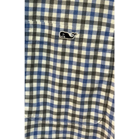Vineyard Vines Button Up Oxford Shirt Blue and Gray Plaid Size XL Slim Fit - Picture 3 of 5